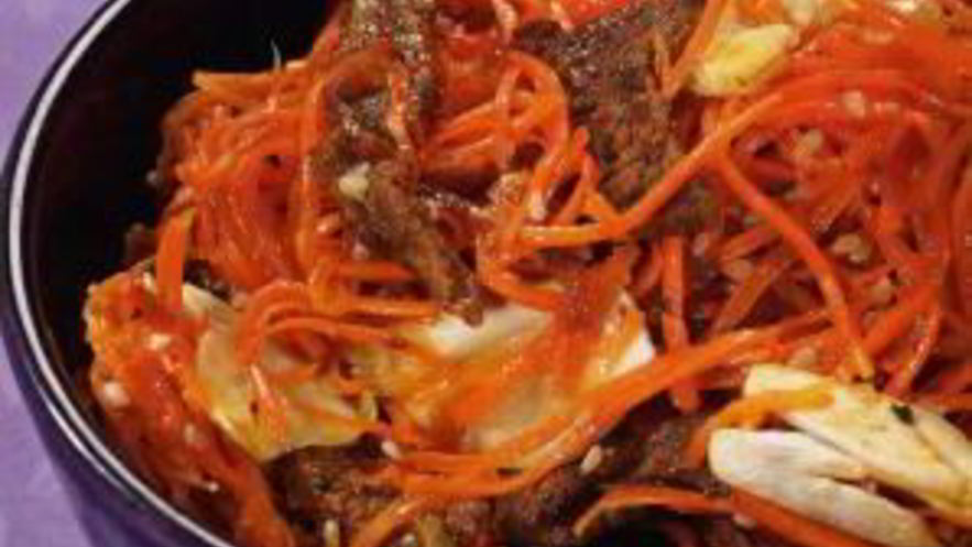 Рецепт корейской моркови с мясом