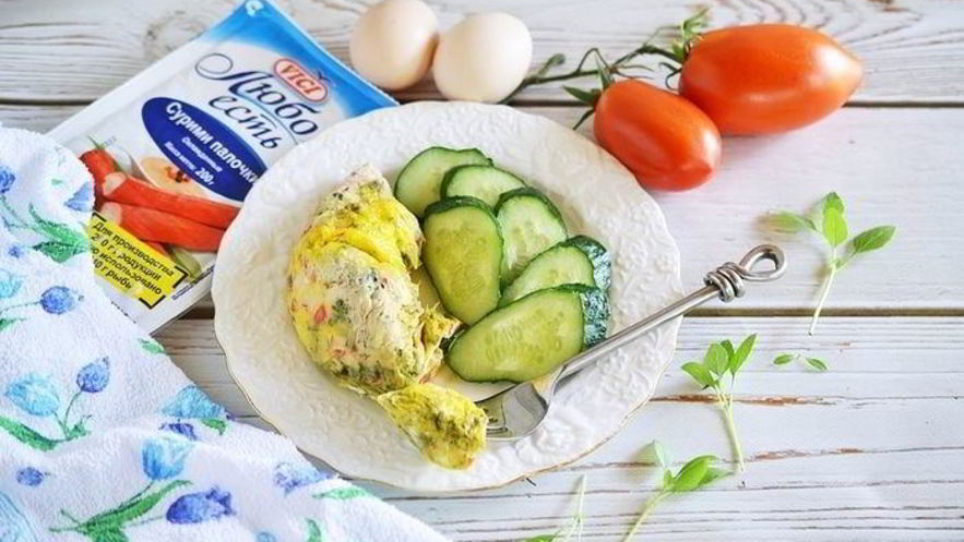 Рецепт крабового омлета в пакете