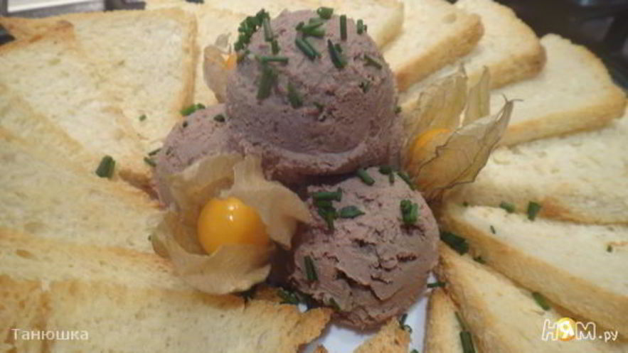 Рецепт паштета из куринной печени с треугольниками мельбы