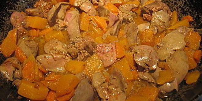 Рецепт печеночного куриного паштета с тыквой и овощами