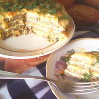 Рецепт Печеночно-омлетного торт