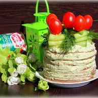 Рецепт Печеночного торта с нежным гороховым паштетом