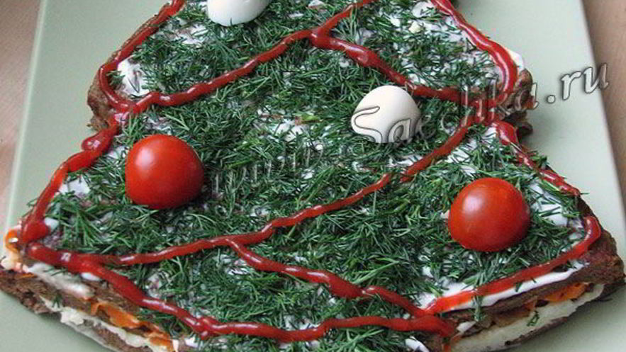 Рецепт печеночного торта в виде елочки