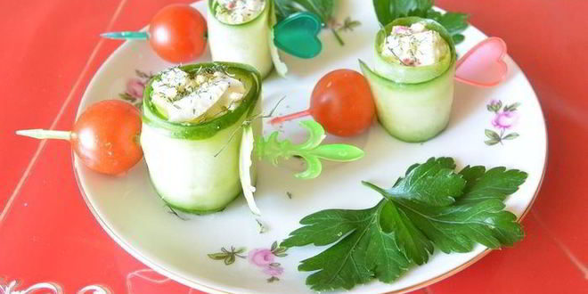 Рецепт роллов из огурца с крабовыми палочками