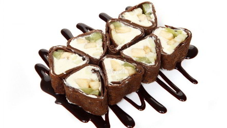 Рецепт шоколадных роллов с яблоками и апельсинами