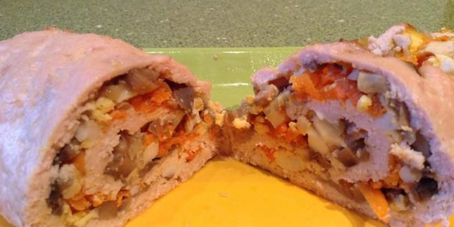 Рецепт куриного рулета с грибами
