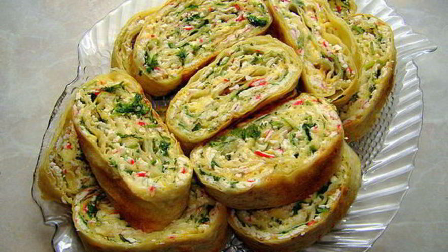 Рецепт рулета из лаваша раковые хвостики