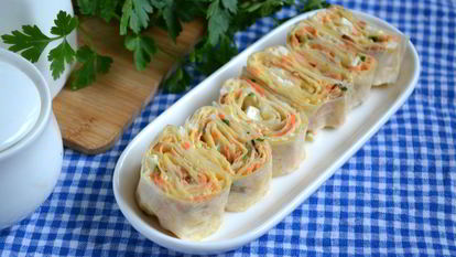 Рецепт Рулета из лаваша с морковкой