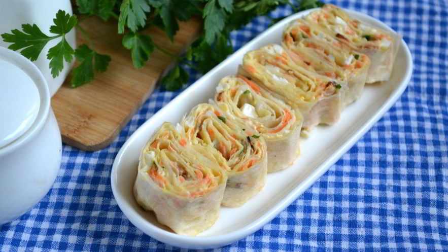 Рецепт рулета из лаваша с морковкой