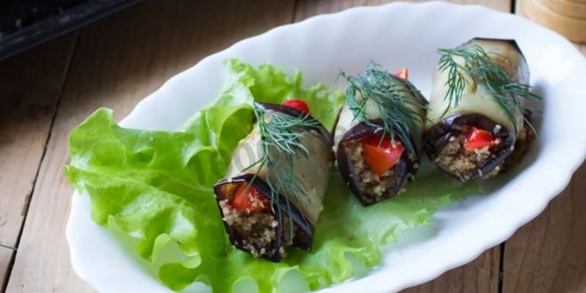 Рецепт рулетиков из баклажанов с грецкими орехами