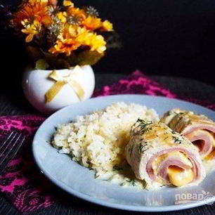 Рецепт Рулетиков Кордон Блю в сливочном соусе