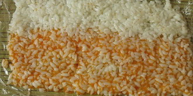 Рецепт радужных суш с крабовыми палочками