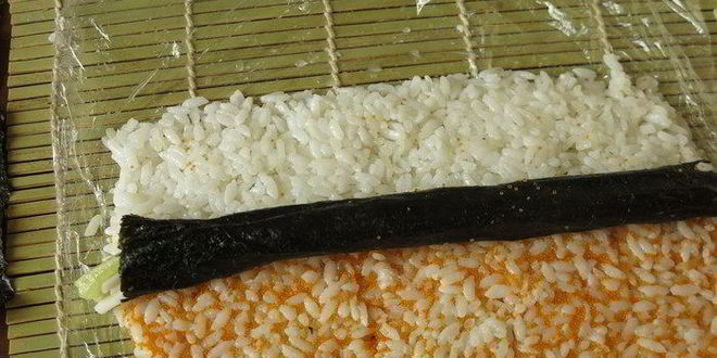 Рецепт радужных суш с крабовыми палочками