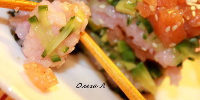 Рецепт салатных суш башенки