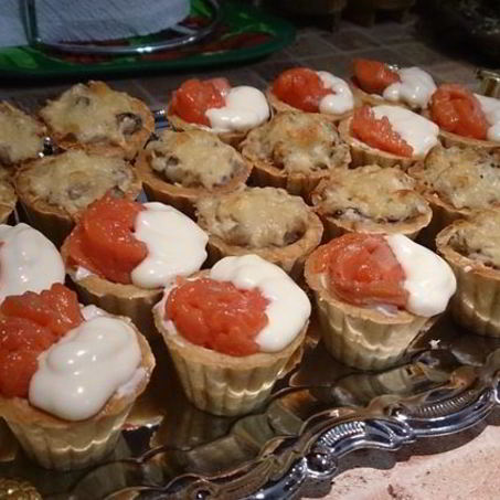 Рецепт Семги в тарталетках с сырным соусом