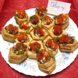 Рецепт Тарталеток с грибами и креветками