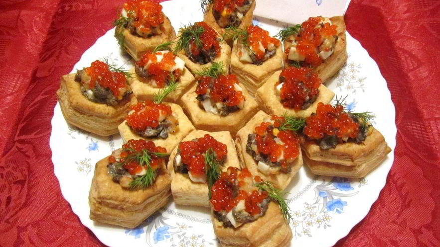 Рецепт тарталеток с грибами и креветками