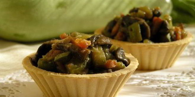 Рецепт тарталеток с начинкой из овощей и грибов