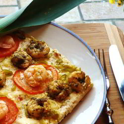 Рецепт Тарта с креветками и луком-пореем