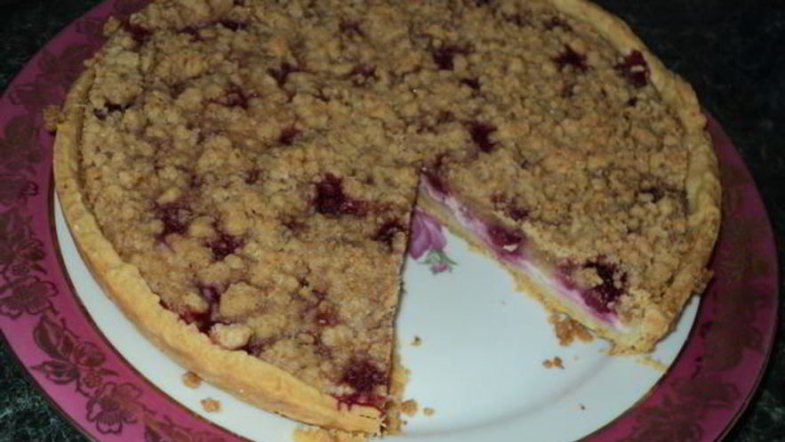 Рецепт тарта с творогом и малиной