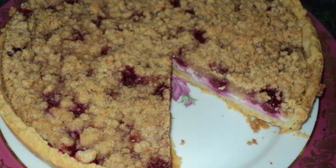 Рецепт тарта с творогом и малиной