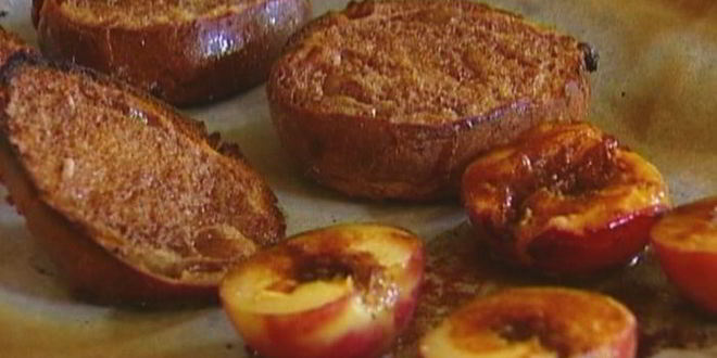 Рецепт коричных тостов с нектаринами на гриле