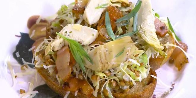 Рецепт тостов с чечевицей и капустой