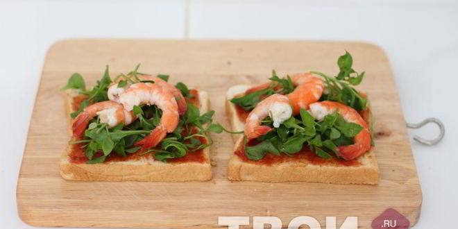 Рецепт тостов с креветками