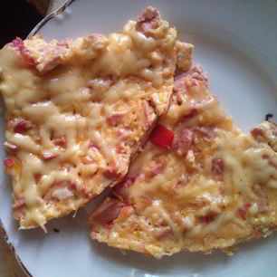 Рецепт Яичницы с сосисками и помидорами