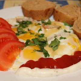 Рецепт Яичницы с сыром плавленным