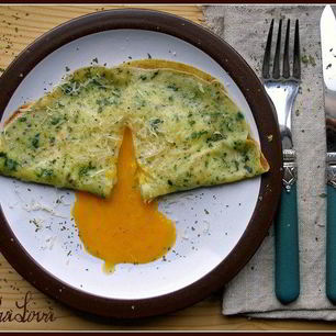 Рецепт Яичницы в шпинатных блинчиках