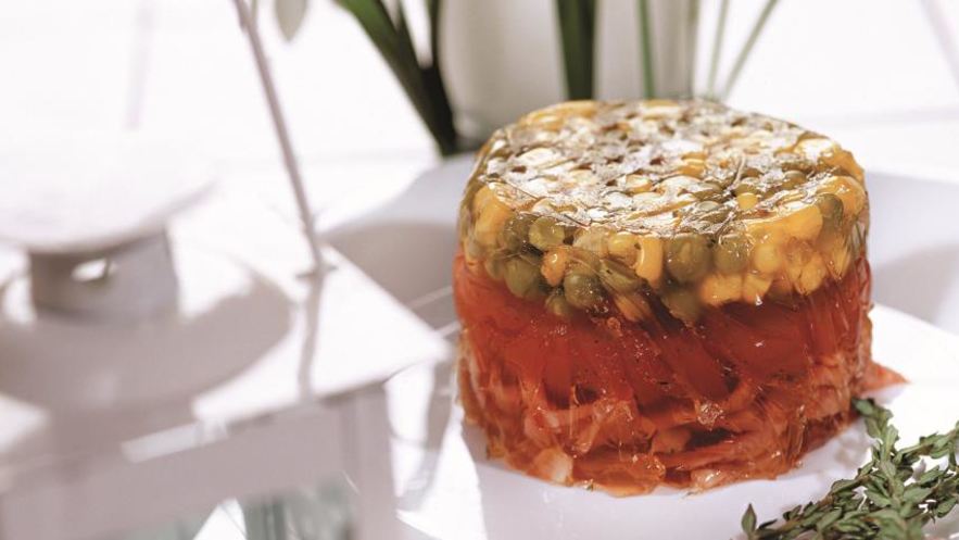 Рецепт заливного с горошком и кукурузой