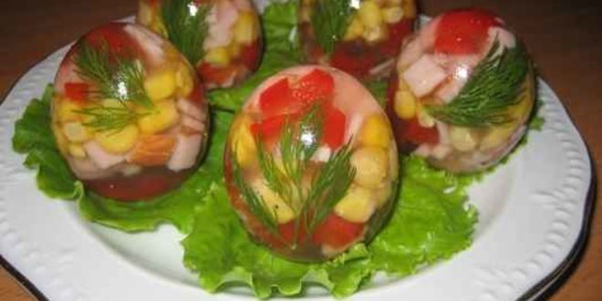 Рецепт заливного в яичной скорлупе