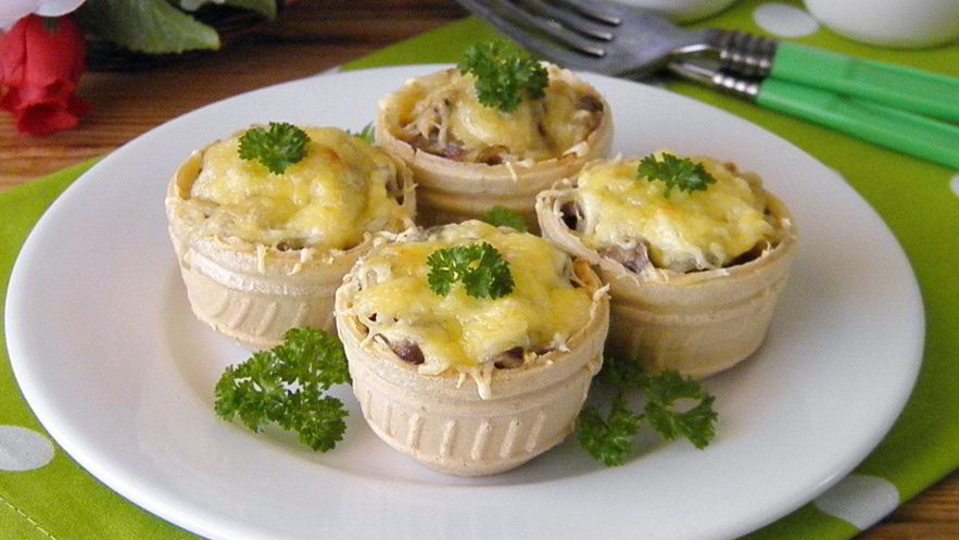 Рецепт жульена в тарталетках с грибами