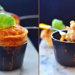 Рецепт Жюльена из красного окуня с крышечками из слоеного теста